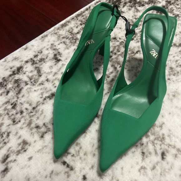 Zara Green Pump Point Toe Size 9 - Picture 6 of 6